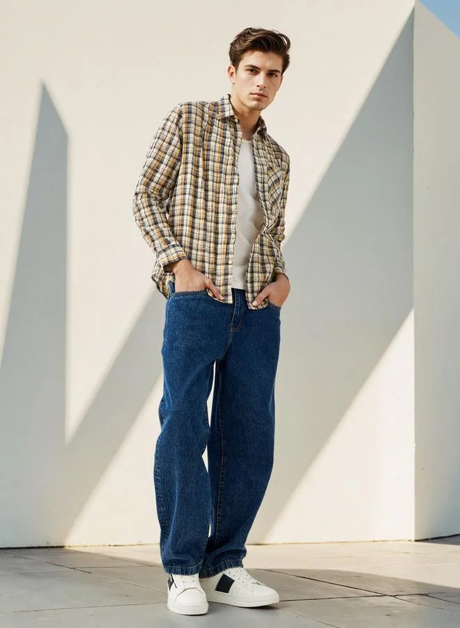 Lee Cooper Lee Cooper Regular Fit Checked Collared Shirt