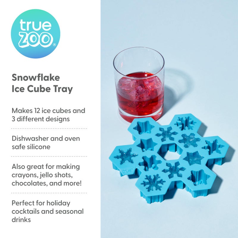 True Zoo TrueZoo Snowflake Silicone Ice Cube Tray, Flexible Ice Mold for Whiskey, Cocktails, Jello Shots, Chocolates, Desserts, Crafts, Frozen Treats, Kitchen & Home Bar Gifts, Set of 1, Blue - Image 2