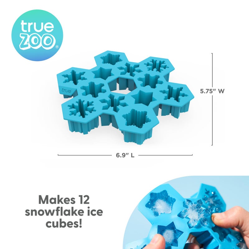 True Zoo TrueZoo Snowflake Silicone Ice Cube Tray, Flexible Ice Mold for Whiskey, Cocktails, Jello Shots, Chocolates, Desserts, Crafts, Frozen Treats, Kitchen & Home Bar Gifts, Set of 1, Blue - Image 3