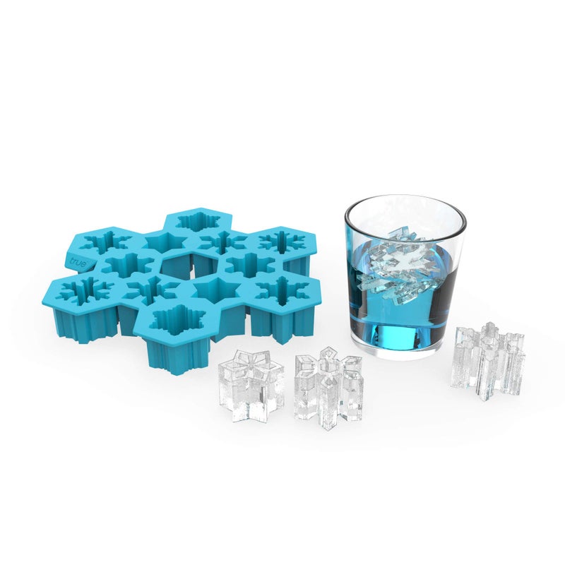 True Zoo TrueZoo Snowflake Silicone Ice Cube Tray, Flexible Ice Mold for Whiskey, Cocktails, Jello Shots, Chocolates, Desserts, Crafts, Frozen Treats, Kitchen & Home Bar Gifts, Set of 1, Blue - Image 1
