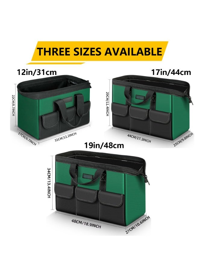 Professional Heavy Duty Tool Bag, 1680D Multi-Layer Oxford Fabric Organizer, Waterproof & Wear-Resistant Electrical Tools Storage Bag with Multiple Pockets, Available in 12/17/19 Inches (Green) - Image 2