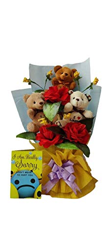 Flute Rey Teddy Bouquet with Sorry Card  - Image 1