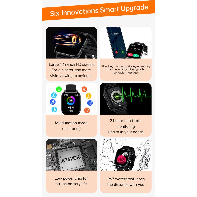 I20M Smart Bracelet Sports Watch 1.69'' Full-touch Screen BT Call Health Monitor Multiple Sports Mode Long Standby IP67 Waterproof Compatible with Android iOS - Image 2