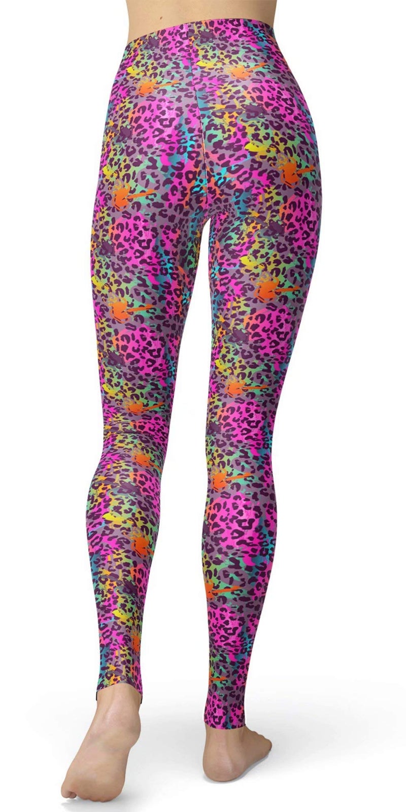 sissycos Women's 80s Leggings Artistic Splash Printed Buttery Soft Stretchy Pants (Small, Colorful Leopard) - Image 2