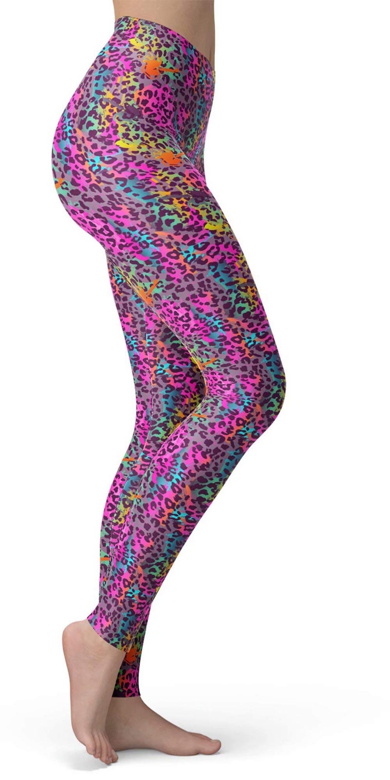 sissycos Women's 80s Leggings Artistic Splash Printed Buttery Soft Stretchy Pants (Small, Colorful Leopard) - Image 4