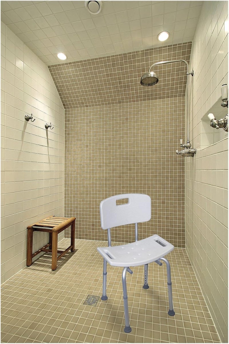 Aidapt Height Adjustable Shower and Bath Stool with Back Anti Slip Feet Easy Clean Surface and Hand Grip to Aid Stability For Users Who are Elderly Disabled Pregnant or Unsteady on their Feet - Image 3