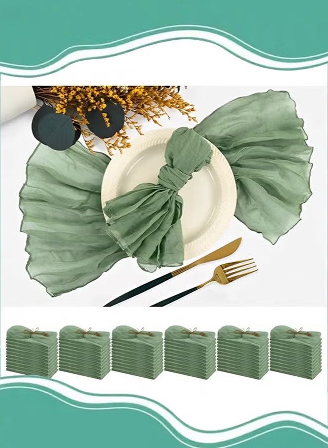 Happy D 6-Piece Cloth Napkins,20 x 20 Inch Gauze Napkin Vintage Boho Cheesecloth Napkin Bulk For Party,Wedding,Reception,Bridal Shower Table Decorations,Green - Image 1