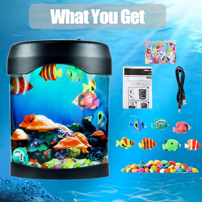 Toycol Fake Fish Lamp, LED Aquarium Sensory Light with 6 Color Changing and 7 Fake Fish, Mood-Relaxing Night Light, Exquisite Decoration for Office, Room and Party, Gifts for Kids and Adults - Image 3
