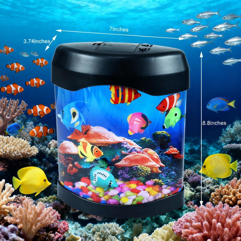 Toycol Fake Fish Lamp, LED Aquarium Sensory Light with 6 Color Changing and 7 Fake Fish, Mood-Relaxing Night Light, Exquisite Decoration for Office, Room and Party, Gifts for Kids and Adults - Image 4
