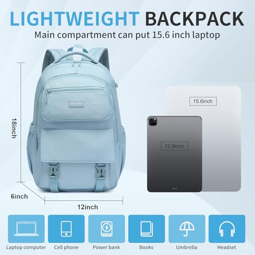 SUN EIGHT 35L Waterproof School Backpack for College,Girly Backpack Lightweight Large Capacity Travel Bag with Multi Pockets(Blue) - Image 4