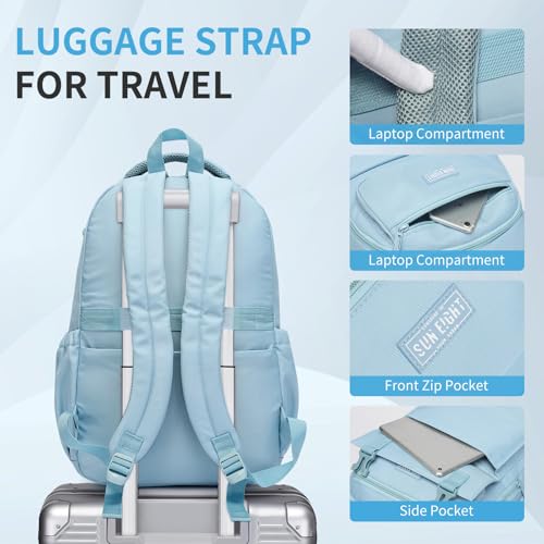 SUN EIGHT 35L Waterproof School Backpack for College,Girly Backpack Lightweight Large Capacity Travel Bag with Multi Pockets(Blue) - Image 5