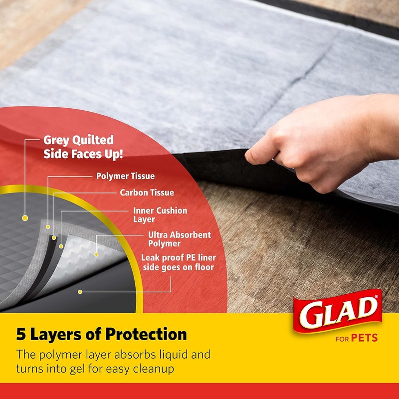 Glad for Pets Black Charcoal Puppy Pads | Puppy Potty Training Pads That ABSORB & NEUTRALIZE Urine Instantly | New & Improved Quality, 150 count - Image 5