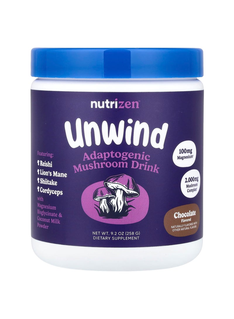 Nutricost NutriZen™, Unwind, Adaptogenic Mushroom Drink, Chocolate, 9.2 oz (258 g)