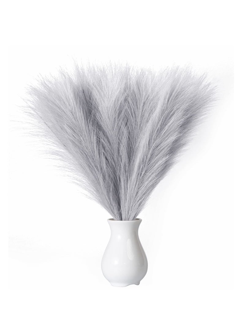 EVODIS EVODIS Faux Pampas Grass 1845cm Artificial Pampas Grass Fluffy 6 Stem pompous Grass Flower Arrangement for Boho Home Wedding DecorationGrey 