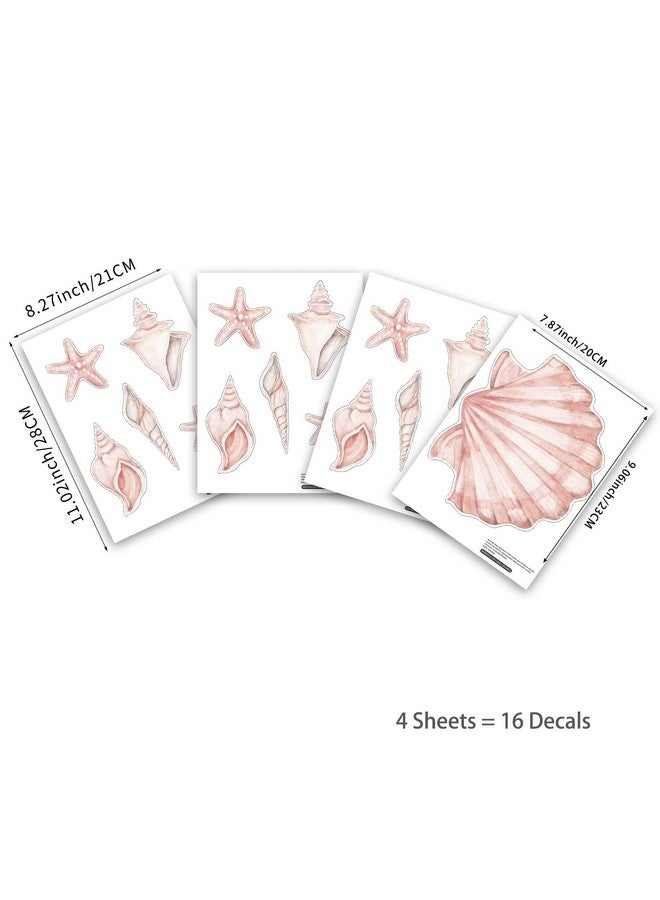 Alwayspon ملصقات جدارية من Alwayspon بألوان مائية بلون وردي فاتح على شكل قواقع، ملصقات جدارية قابلة للإزالة واللصق لتزيين جدران غرفة المعيشة أو غرفة الأطفال أو غرفة النوم. - Image 4