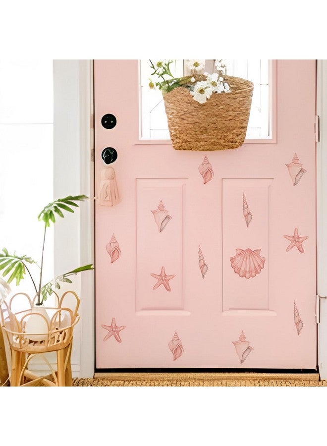 Alwayspon ملصقات جدارية من Alwayspon بألوان مائية بلون وردي فاتح على شكل قواقع، ملصقات جدارية قابلة للإزالة واللصق لتزيين جدران غرفة المعيشة أو غرفة الأطفال أو غرفة النوم. - Image 3