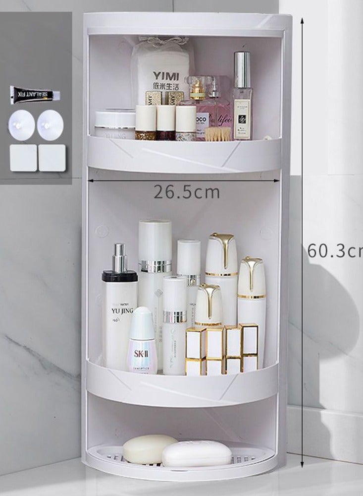  CityRiya-Long خزانة تخزين الحمام، منظم تخزين المكياج، منظم تخزين مستحضرات التجميل الدوار، رف الحمام كونترتوب الغرور، خزانة تخزين المكياج، منظم العناية بالبشرة الدوارة - Image 4