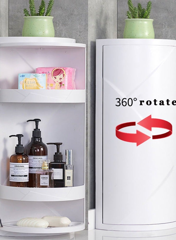  CityRiya-Long خزانة تخزين الحمام، منظم تخزين المكياج، منظم تخزين مستحضرات التجميل الدوار، رف الحمام كونترتوب الغرور، خزانة تخزين المكياج، منظم العناية بالبشرة الدوارة - Image 2