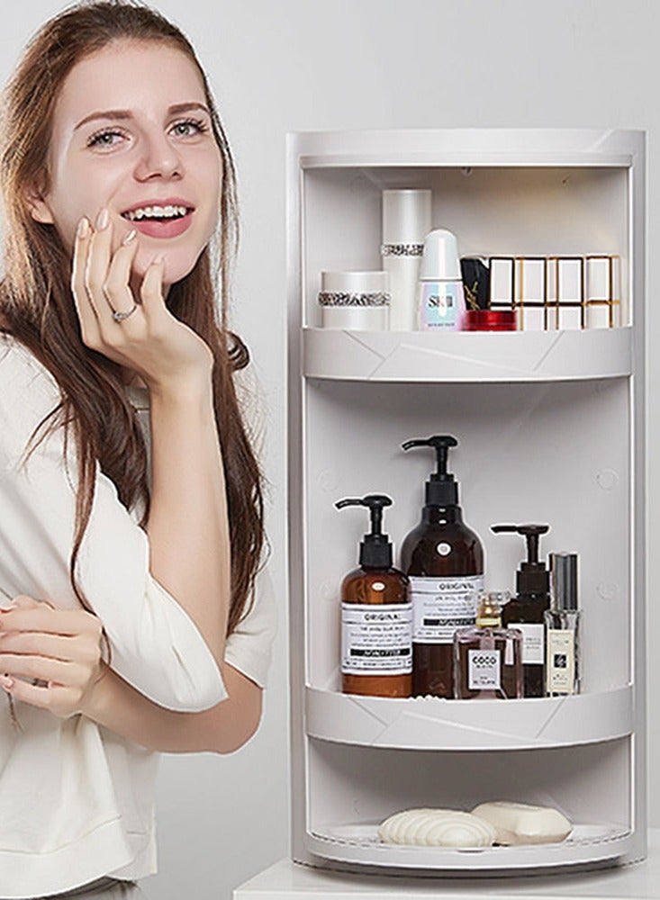  CityRiya-Long خزانة تخزين الحمام، منظم تخزين المكياج، منظم تخزين مستحضرات التجميل الدوار، رف الحمام كونترتوب الغرور، خزانة تخزين المكياج، منظم العناية بالبشرة الدوارة - Image 3