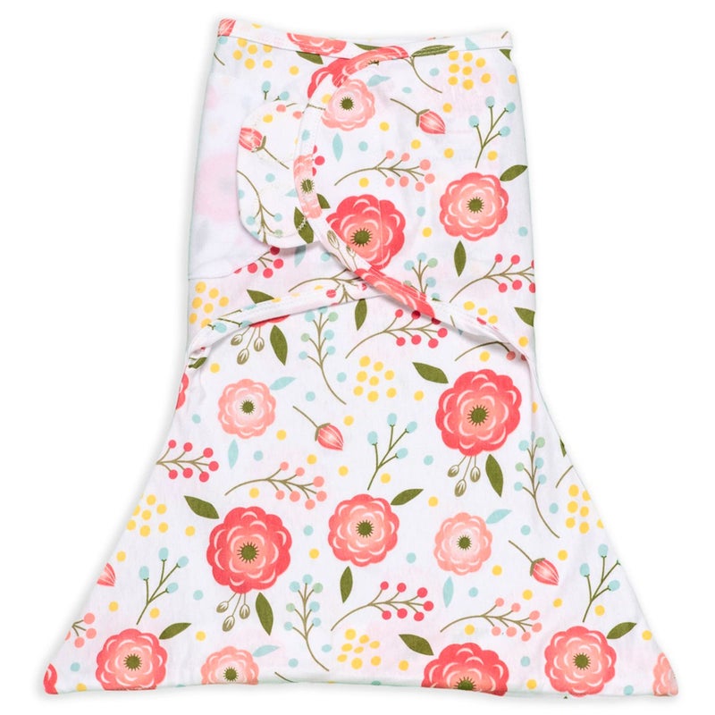 SleepingBaby Zippy Swaddle Cozy Baby Swaddle Blanket with Convenient Bottom Zipper for Easy Diaper Changes Pink Poppy SmallMedium