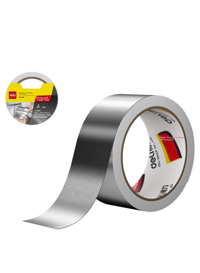 Deli Fiberglass Aluminum Foil Tape, Thickened Heat-resistant And Tear-resistant, Pipe Insulation And Sealing, 48mm*10m*150μm, Silver, 1 Roll, Jl650 - Image 2