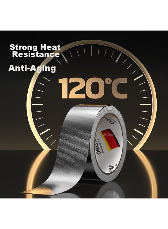 Deli Fiberglass Aluminum Foil Tape, Thickened Heat-resistant And Tear-resistant, Pipe Insulation And Sealing, 48mm*10m*150μm, Silver, 1 Roll, Jl650 - Image 3