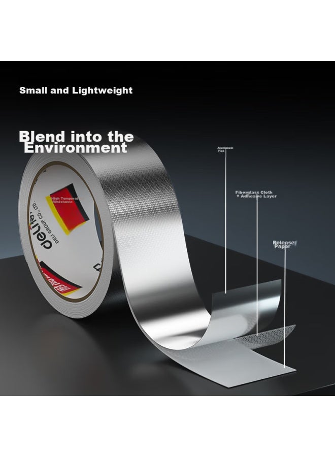 Deli Fiberglass Aluminum Foil Tape, Thickened Heat-resistant And Tear-resistant, Pipe Insulation And Sealing, 48mm*10m*150μm, Silver, 1 Roll, Jl650 - Image 4