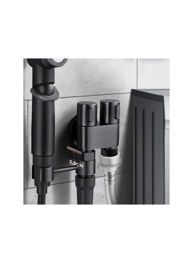 The Bros صمام التحكم المزدوج 1 في 2 من The Bros، مجموعة رشاش bidet محمولة، رشاش حوض صغير، ملحق دش يدوي للمرحاض وغسالة، تركيب سهل، رمادي - Image 3