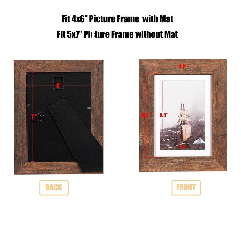 kennethan Rustic Brown 5x7 Picture Frames Wide Molding 3Pcs in 1 set Wooden frame for table and wall,Display for home decoration,holiday gift - Image 4