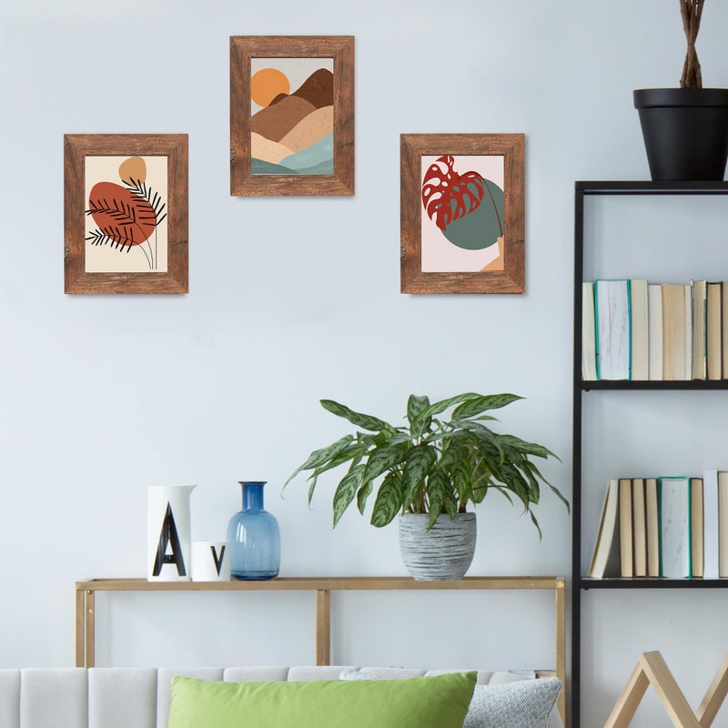kennethan Rustic Brown 5x7 Picture Frames Wide Molding 3Pcs in 1 set Wooden frame for table and wall,Display for home decoration,holiday gift - Image 2