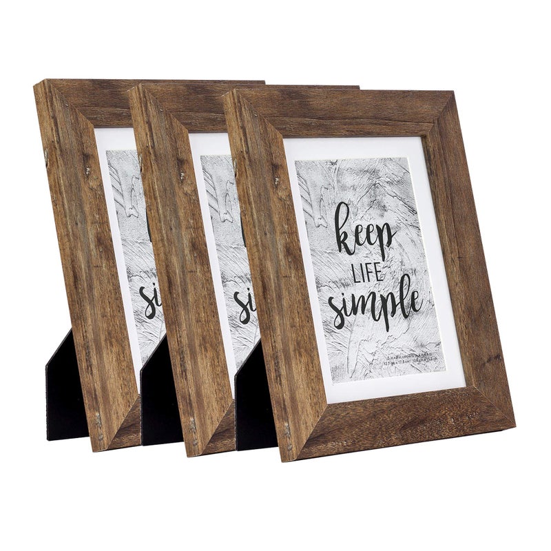 kennethan Rustic Brown 5x7 Picture Frames Wide Molding 3Pcs in 1 set Wooden frame for table and wall,Display for home decoration,holiday gift - Image 1