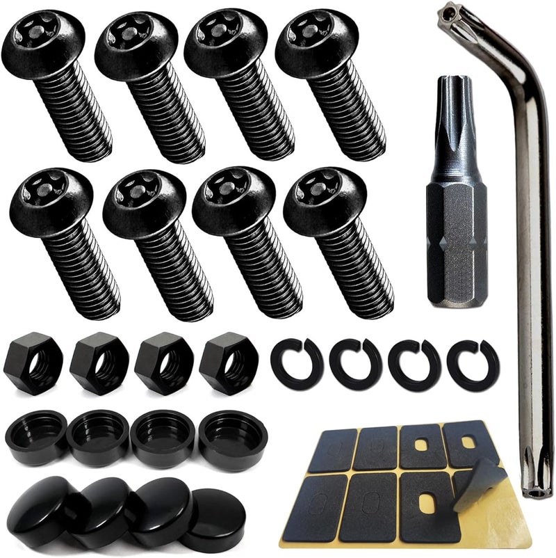 BGGTMO Black License Plate Screws- Stainless Steel Car Tag Plate Mounting Hardware, Rustproof Anti-Theft Security Mechanical Bolts Fit Front & Rear, with Matte Black Caps Covers, Nuts Fasteners - Image 1