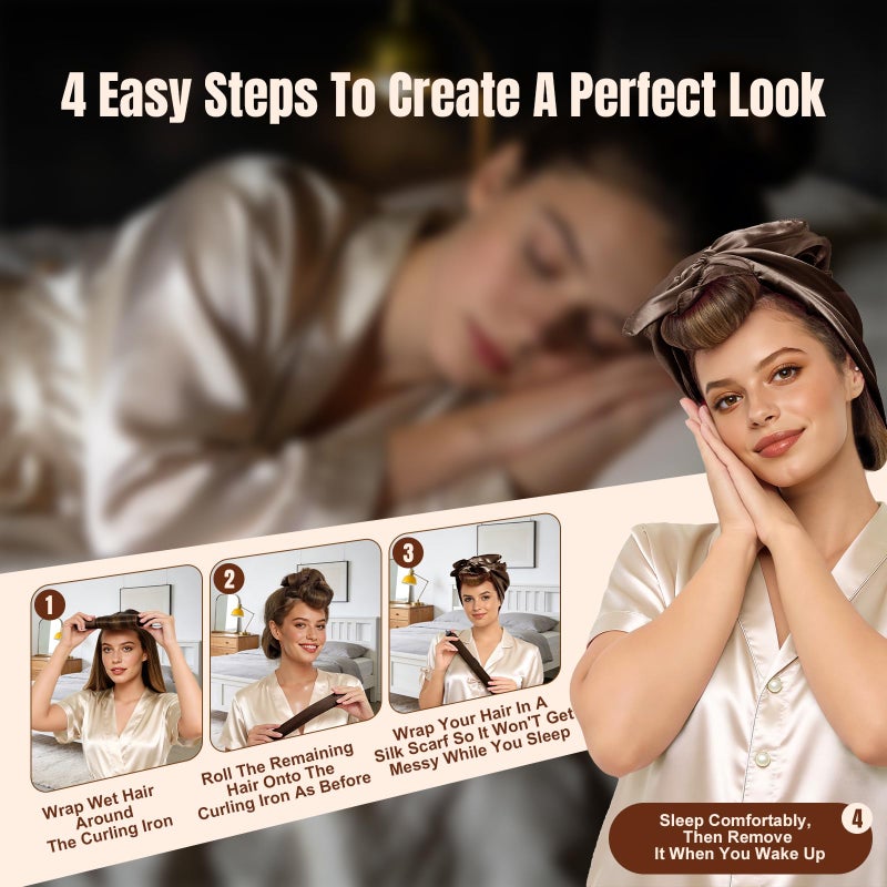 TULOBI 3 Pcs Heatless Curls Overnight - Upgraded Velvet Heatless Hair Curler with Velcro Fastener, Overnight Jumbo Blowout Rods, Hair Curlers to Sleep in for All Hair Types (Brown) - Image 3