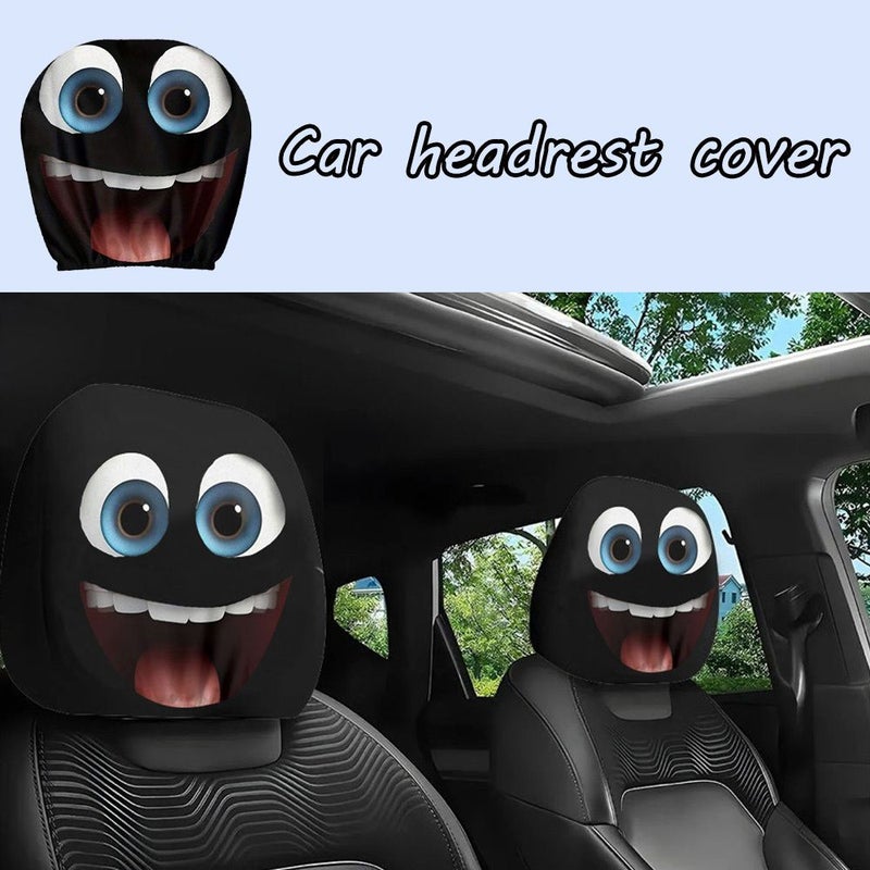 Laughing Face Print Car Headrest Cover Haha Laugh Universal Seat Pillow For All Seasons - Image 1