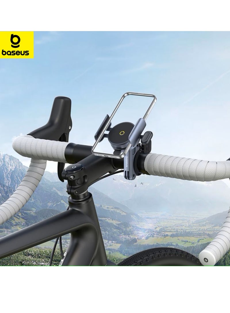 بيسوس حامل هاتف مغناطيسي عالمي للدراجات الهوائية والدراجات الكهربائية والدراجات البخارية الكهربائية والدراجات النارية، أمان مزدوج مع تصميم مغناطيسي N52 محسن وإغلاق مشبك لولبي، يناسب مقود الدراجة مقاس 20 مم - 35 مم، مصنوع من سبائك الزنك المتينة، متوافق مع الهواتف الذكية مقاس 5.2 بوصة إلى 7.2 بوصة - Image 1