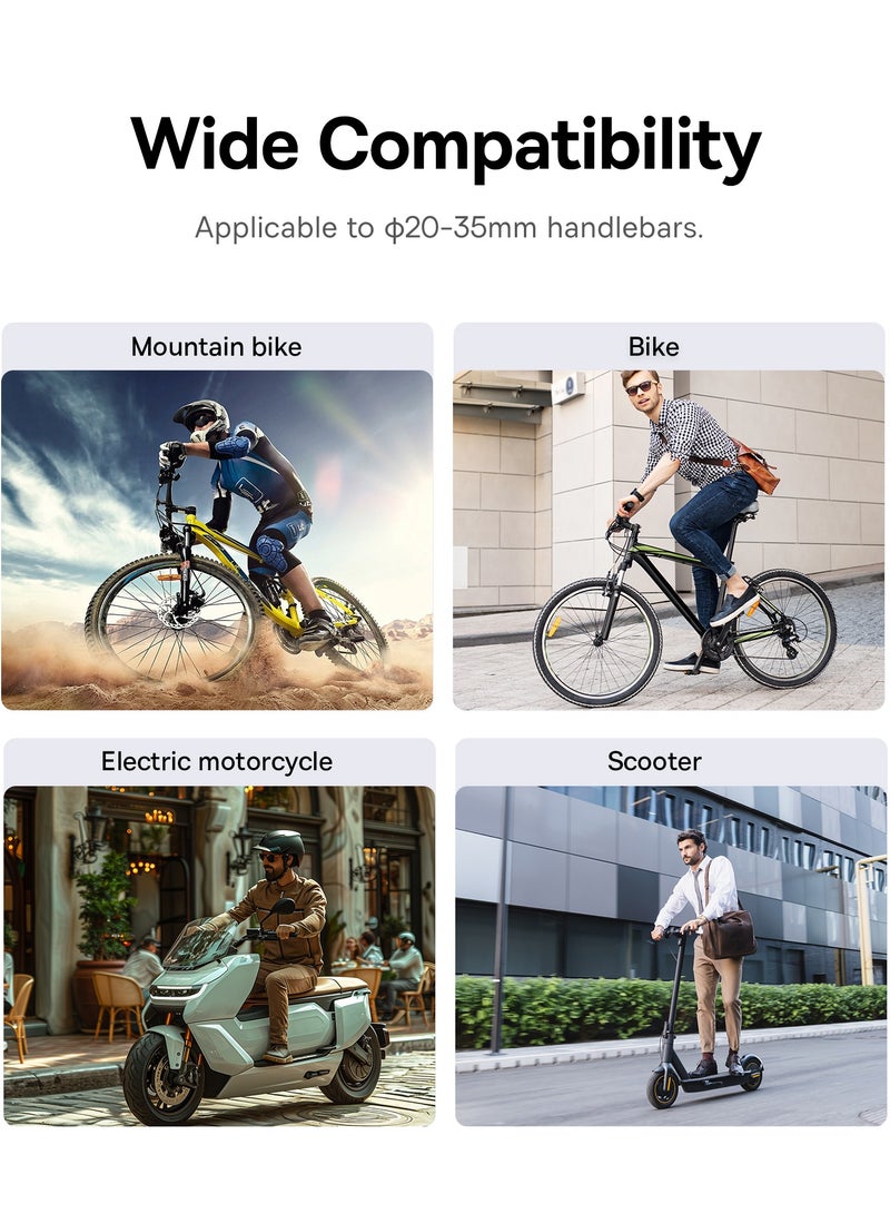 بيسوس حامل هاتف مغناطيسي عالمي للدراجات الهوائية والدراجات الكهربائية والدراجات البخارية الكهربائية والدراجات النارية، أمان مزدوج مع تصميم مغناطيسي N52 محسن وإغلاق مشبك لولبي، يناسب مقود الدراجة مقاس 20 مم - 35 مم، مصنوع من سبائك الزنك المتينة، متوافق مع الهواتف الذكية مقاس 5.2 بوصة إلى 7.2 بوصة - Image 2