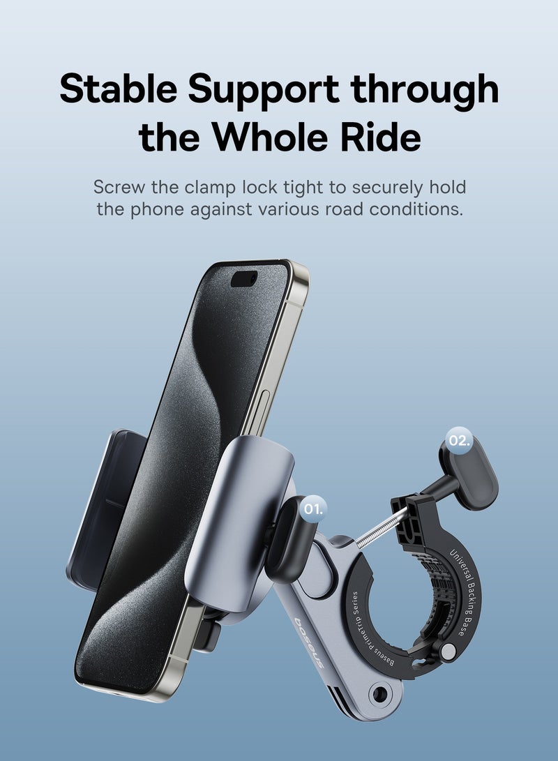بيسوس حامل هاتف مغناطيسي عالمي للدراجات الهوائية والدراجات الكهربائية والدراجات البخارية الكهربائية والدراجات النارية، أمان مزدوج مع تصميم مغناطيسي N52 محسن وإغلاق مشبك لولبي، يناسب مقود الدراجة مقاس 20 مم - 35 مم، مصنوع من سبائك الزنك المتينة، متوافق مع الهواتف الذكية مقاس 5.2 بوصة إلى 7.2 بوصة - Image 4