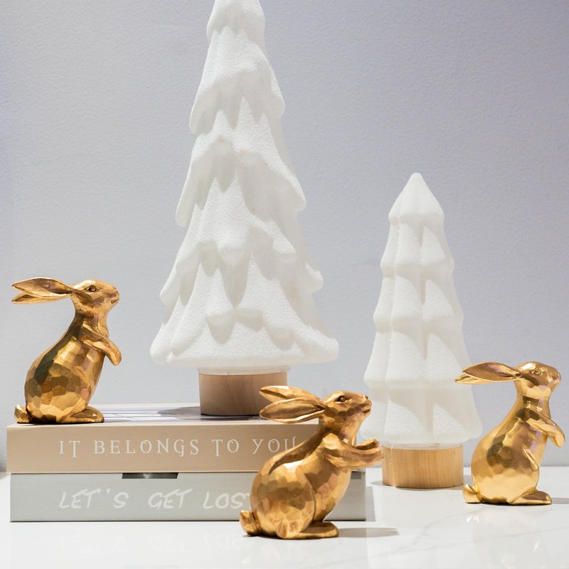 NEROSUN Resin Vintage Gold Bunny Decor Rabbit Figurines, Small Easter Bunny Figurine Set of 3, Vintage Easter Rabbit Statue Table for Home Decoration - Image 2