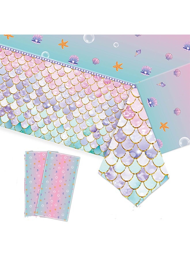 2-Pack Pink Blue Colorful Plastic Tablecloths, Shiny Disposable Laser Rectangular Tablecloths, Suitable For Party Decoration Birthday Wedding - Image 2