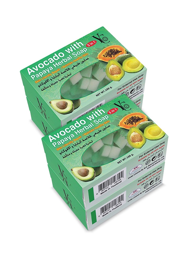 واي سي صابون عشبي بالأفوكادو والبابايا - 5 في 1 - 100 جم - 4 قطعة