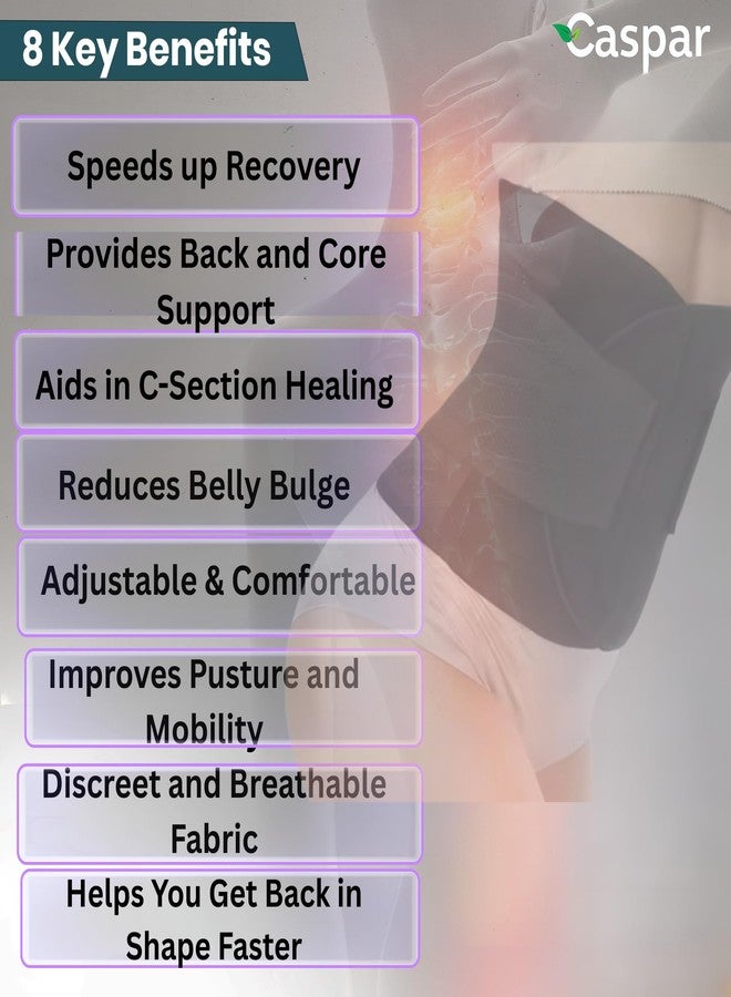 CASPAR 3-in-1 Postpartum Belly Wrap for Women - Post Pregnancy Recovery Belt for Waist, Belly & Pelvic Support | C-Section & Natural Birth | Adjustable, Body Shaping & Back Support Band- FREE SIZE - Image 3