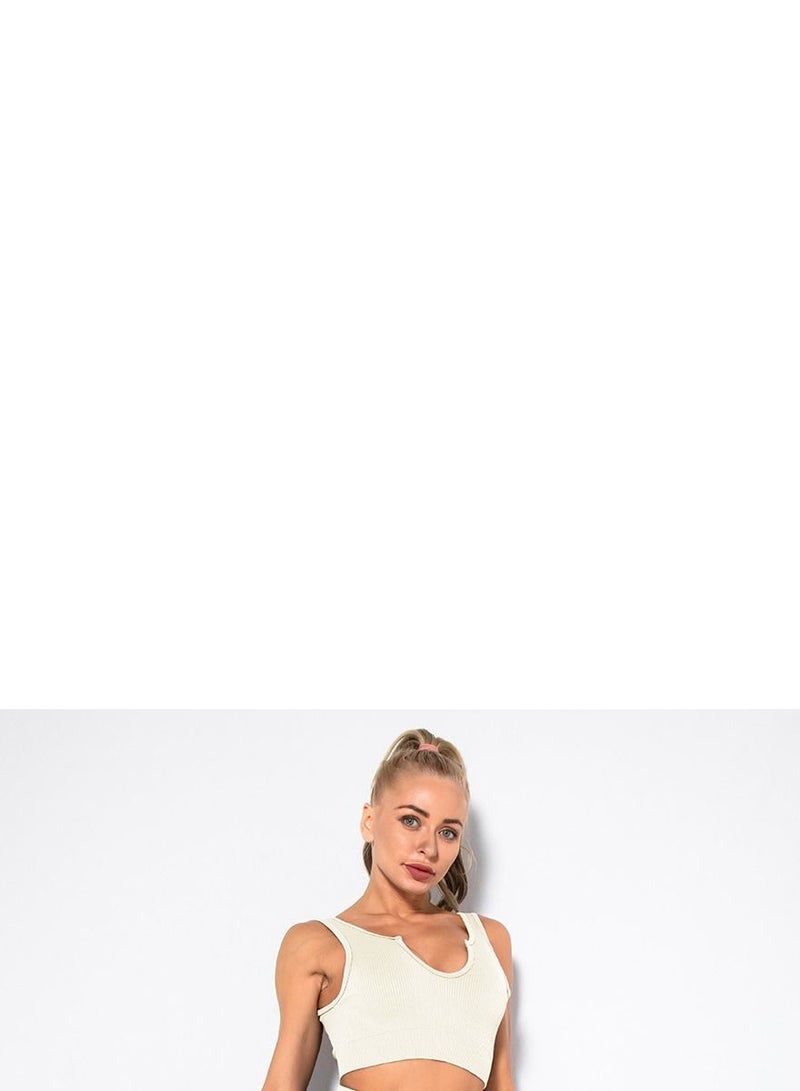 Loquat Solid V-neck Bra Tights Sports Set - Image 2