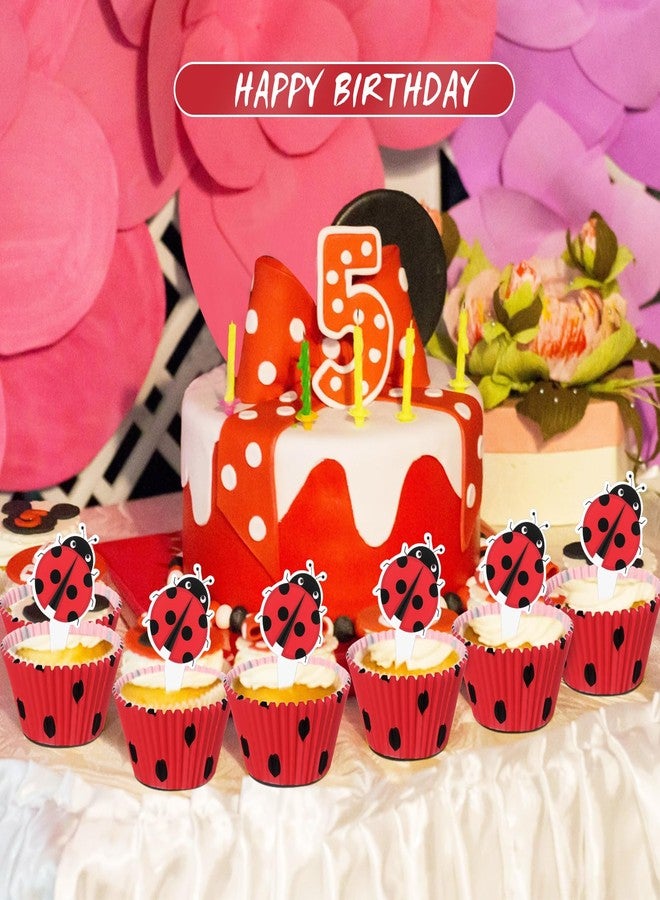 Vesici 200 Counts Cupcake Liners and 200 Counts Cupcake Toppers Round Baking Cups Greaseproof Muffin Liners for Christmas Holiday Birthday Theme Party Supplies(Ladybug) - Image 5