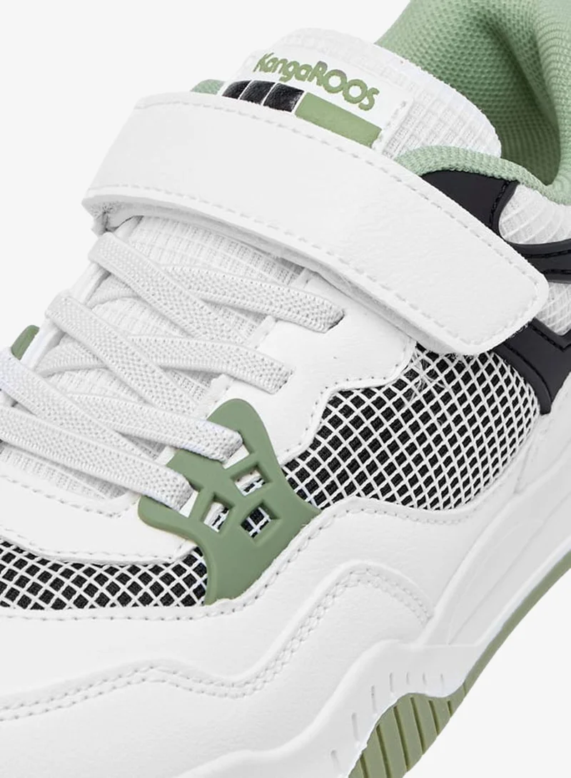kangaROOS WHITE Boys' Panelled Sneakers with Hook and Loop Closure for Men | Best Price UAE