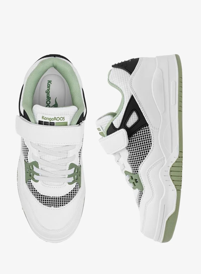 kangaROOS WHITE Boys' Panelled Sneakers with Hook and Loop Closure for Men | Best Price UAE