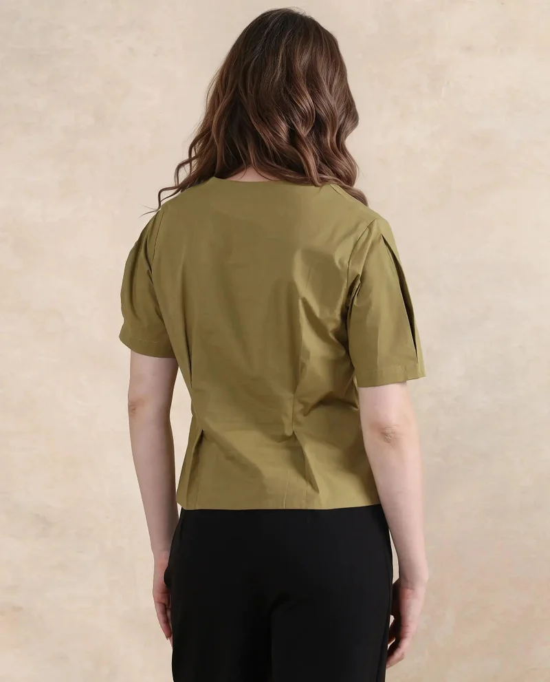 Rareism Women's V-Neck Zipped Top
