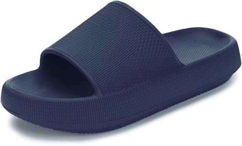 BRONAX Pillow Slippers for Women and Men | House Slides Shower Sandals | Cushioned Thick Sole 42-43 Blue - Image 1