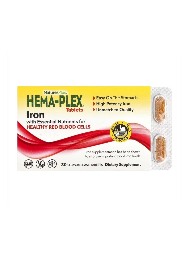 NaturesPlus Hema-Plex Iron 30 Slow-Release Tablets - Image 1