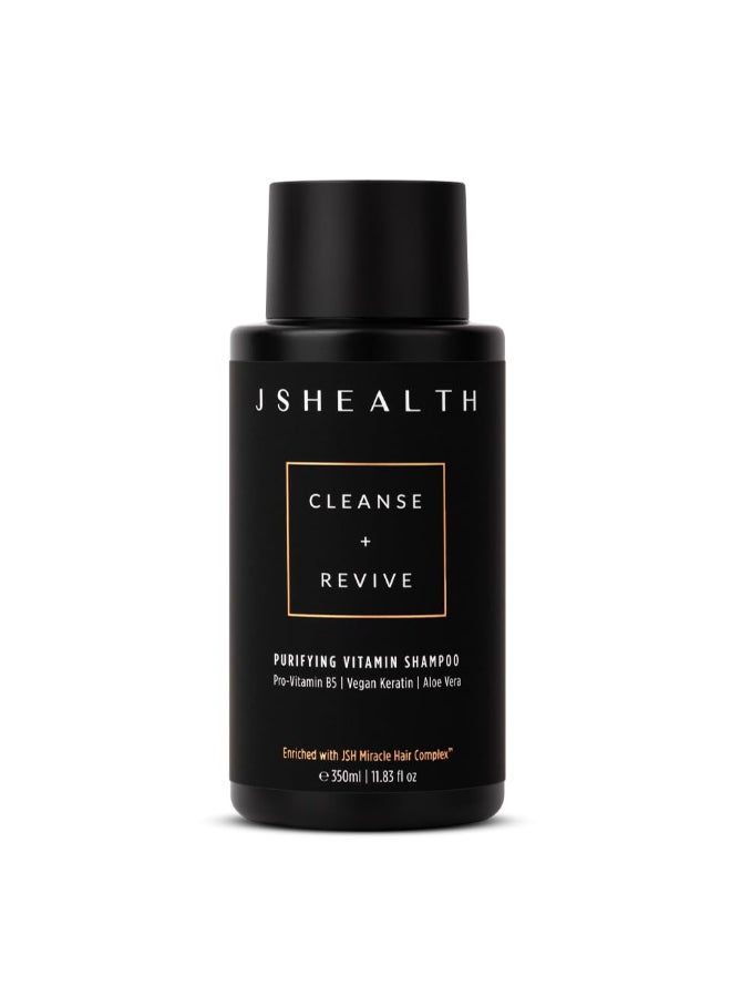 JSHealth Purifying Keratin Shampoo Cleansing Reviving Natural Shampoo for Color Treated Hair Curly Hair Dry Hair Vegan Sulfate Paraben Free Formula 350ml - Image 3