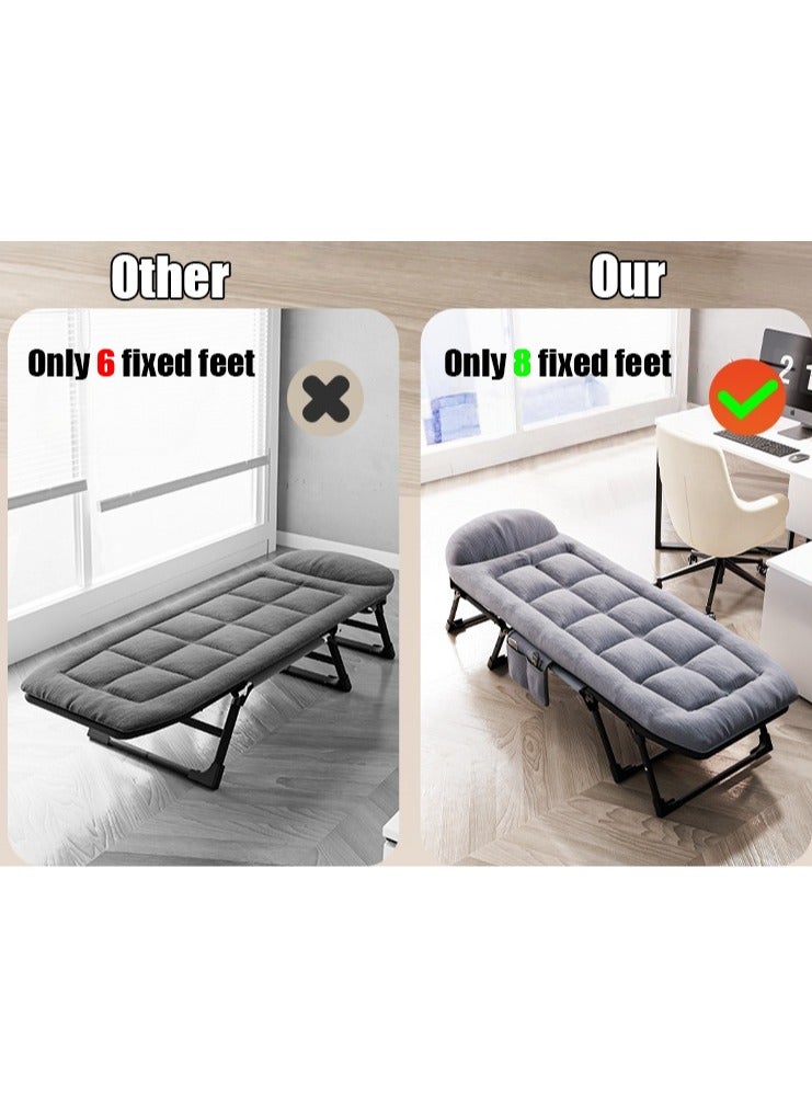 متجر الفرح سرير محمول قابل للطي للبالغين، سرير تخييم قابل للطي، سرير تخييم مع مرتبة، سرير نوم قابل لتعديل الارتفاع، مكتب سفر خارجي، سرير تخييم محمول، رمادي، 60*180 سم - Image 5